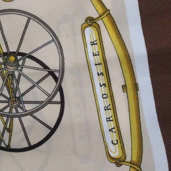 Brown, Gold, Tan, Grey Carrossier Carriage Print Square Scarf 30x30" - Colorful - Picture 9 of 9